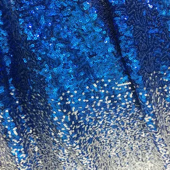 Muhteşem Kraliyet Mavi Gümüş Ombre 3mm Pul İşlemeli dantel kumaş Nijeryalı Fransız Dantel Afrika Kumaş DIY Parti elbise 1