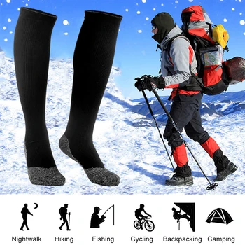 1 Çift ayak ısıtıcı Yumuşak rahat Erkek kadın Kayak tüp çorap ısı lifleri yalıtım 35 derece kayak kamp sırt çantası için 1