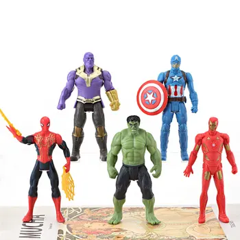 5 adet / grup Avengers Infinity Savaş Aksiyon Figürleri Oyuncaklar Örümcek Adam Hulk Kaptan Amerika Demir Adam Thanos Model Oyuncaklar Hediyeler 1