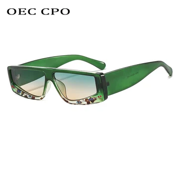 OEC CPO Moda Elmas Kare Güneş Kadınlar Vintage Dikdörtgen güneş gözlüğü Kadın Punk Gözlük Shades UV400 Oculos de sol 1