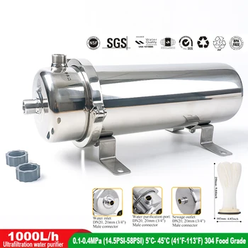 304 Paslanmaz Çelik Su Filtrasyon Sistemi 1000L/H 4GPM Ultrafiltrasyon su arıtıcısı, 0.01 Mikron, Yıkanabilir Kartuş 1
