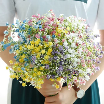 renkli gypsophila yapay çiçekler uzun kök sahte buket çiçekler bebek nefes ipek çiçekler düğün parti ev dekorasyon 1