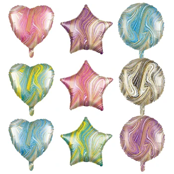 10 adet 10/18 inç mix mermer balonlar yıldız kalp folyo balonlar düğün doğum günü partisi dekorasyon helyum globos pentagram hava topları 1