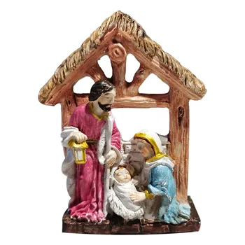 Doğuş Heykeli İsa Aile Heykeli Doğuş Noel Heykeli Kutsal Aile Reçine Doğuş Heykeli Masa Sahne Hıristiyan 1