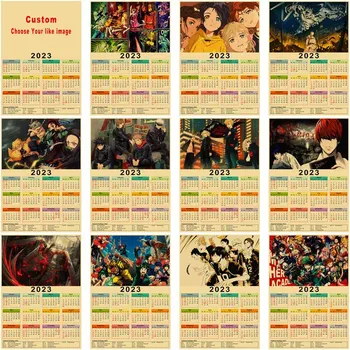 2023 Takvim Anime Posteri iblis avcısı Ölüm Notu Haikyuu Retro Odası Dekor Estetik Sanat duvar tablosu Ev Dekorasyon Hediyeler 1
