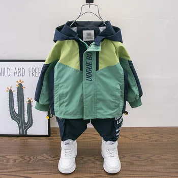 2022 Erkek Bebek Spor Giyim Seti Kapşonlu Pamuklu Ceket + Pantolon 2 ADET rahat Giyim Takım Elbise Bahar Sonbahar Erkek Rahat Suits3 4 5 6 7 8 Yıl 1