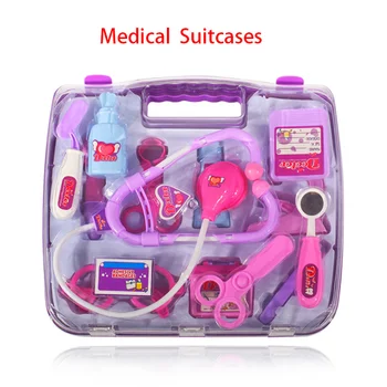 Yeni 5 Renkler 1 Takım Çocuk Oyuncakları Doktor Seti Bebek Bavulları Tıbbi Kiti Cosplay Hemşire İlaç Kutusu İle 14 Adet Stetoskop Hediye 1