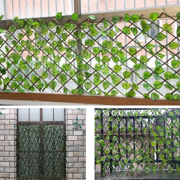 Gizlilik Çit Geri Çekilebilir balkon teli Doğal Ahşap Yapay Bitkiler Bahçe Sınır Dış Dekorasyon Balkon Esnek