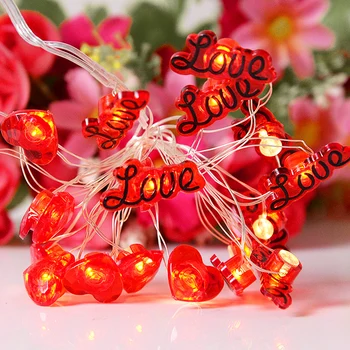 Sevgililer günü ışık süslemeleri 2 metre kırmızı kalp peri ışık dize düğün / doğum günü partisi masa süsü