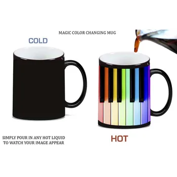 Eğlenceli Gökkuşağı Piyano Tuşları Baskı Sihirli Renk Değiştirme Seramik Kahve Kupa çay bardağı 1