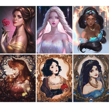 Elmas Boyama 5D DIY Disney Prenses Fantezi Tam Kare Yuvarlak Karikatür Nakış Mozaik Çapraz Dikiş Kiti Ev Dekor Hediye 1