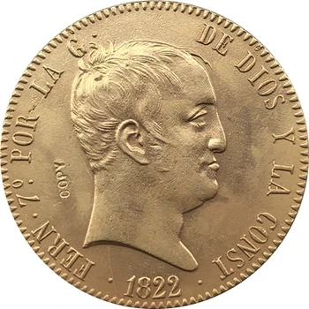 24 - K altın kaplama 1822 İspanya 320 Reales-Fernando VII paraları kopya 1