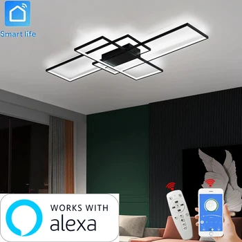 Alexa Akıllı Ev Modern Led tavan ışıkları oturma odası yatak odası parlaklık Led tavan lambası Beyaz / Siyah led Tavan lamba aksesuarı 1