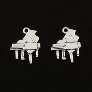 35 Adet Gümüş Renk Güzel Piyano Takılar Müzik Aletleri Kolye Fit Takı Yapma Aksesuarları Dropshipping 16X20mm A1025 1