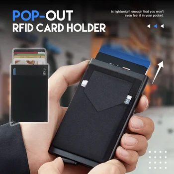 Pop-out RFID kart tutucu İnce Alüminyum Cüzdan Esneklik Geri Kılıfı KİMLİK Kredi kart tutucu Engelleme Korumak Seyahat KİMLİK Kartı Sahibi