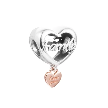 100 % Gerçek 925 Ayar Gümüş Seni Seviyorum Aile Kalp Charm Uyar Orijinal Bilezik Femme DIY Takı Boncuk Kadınlar için Toptan