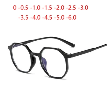 Kadın Erkek Öğrenci Poligon Miyop Gözlük Bitmiş Ultralight PC Çerçeve Kısa görüş Gözlük Reçete-0.5 - 1.0 To-6.0