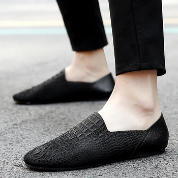 Erkek makosen ayakkabı Hakiki Deri Lüks Moda rahat ayakkabılar üzerinde kayma Hafif Rahat Custom Made Timsah Ayakkabı 1