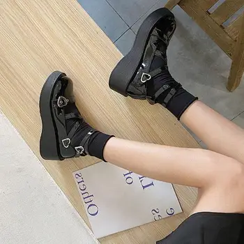 Japon Lolita Küçük deri ayakkabı Kadın İngiliz Tarzı Kalın tabanlı Ma Retro Punk Sevimli Jk Üniforma Ayakkabı 1