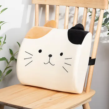 Bellek Köpük Çıkarılabilir Yıkanabilir Yastık Ofis Yastık Karikatür Kedi Bel Sevimli Yastık Japon Arkalığı Sandalye Bel Yastığı 1