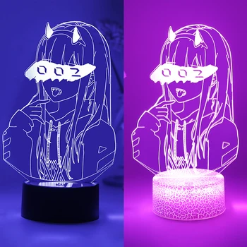 Sevgilim Franxx İçinde Anime 3D Led Gece Lambası Manga Figürü Sıfır İki Odası Akrilik Uzaktan Lamba masa dekoru Çocuk İçin Illusion Hediye 1