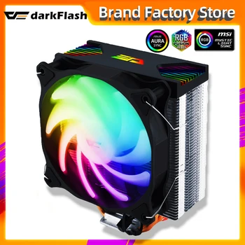 Darkflash CPU soğutucu aura sync ARGB ışıkları 4 Heatpipe 120mm Sessiz PWM Fan RGB soğutucu CPU Soğutma radyatörü LGA 1155 / AM4 AMD 1