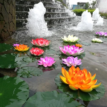 1 Adet Yüzen Lotus Karışık Renk yapay çiçek Gerçekçi Nilüfer Düğün İçin Mikro Peyzaj Gölet Bahçe Ev Dekorasyon 1