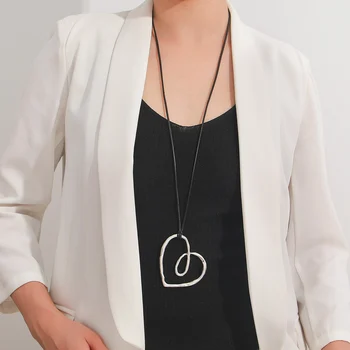 Vintage Şeftali Kalp Collares Kolye Goth Charm Takı Uzun Zincir Gümüş Renk Kolye Kolye Kadın Aksesuarları için 1