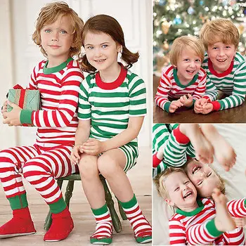 UNİKİDS Noel Çocuk Bebek Çocuk Kız Erkek Kıyafeti Pijama Pijama Pijama Takım Elbise Noel 1
