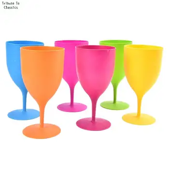 6 adet / takım Buzlu Plastik şarap bardakları Kokteyl şampanya kadehi Bar Partisi için Rastgele Renk 1