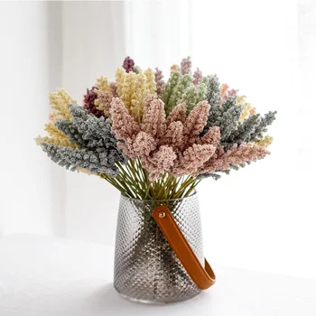 Mini Lavanta yapay çiçekler Bitkiler Ev Dekor Köpük Çiçek Buketi 6 adet Noel yemek masası Dekorasyon Aksesuarları 1