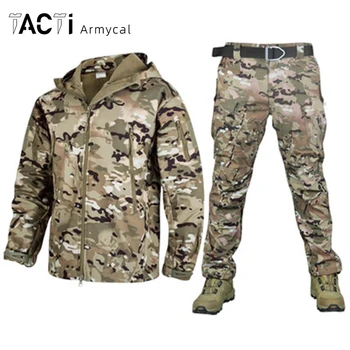 Askeri Taktik Ceket erkek Giyim Takım Elbise Rüzgarlık Ceket Hoodie Spor Çok Cep Kış Ceket Polar Savaş Seti