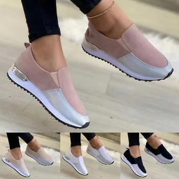 Vulkanize kadın ayakkabısı Tenis Ayakkabıları kadın ayakkabısı Antiskid Düz Renk Örme spor ayakkabı kadın gündelik spor ayakkabısı 2021 1