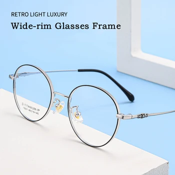 KatKanı Ultra hafif Saf Titanyum Gözlük Çerçevesi Geniş Yan Retro Moda Miyopi / Hipermetrop Gözlük Çerçevesi Erkekler ve Kadınlar 19202 1