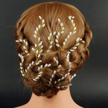 2020 Kadın El Yapımı Yapay İnci Tokalar Saç Tokası Düğün Parti Saç Gelin Saç Klipleri Headdress Süsler Aksesuarları Hediye