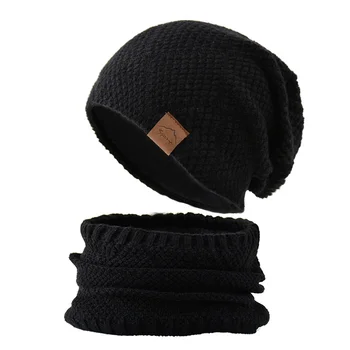 Yeni Unisex Eklemek Polar Astarlı Kış Şapka Yün Sıcak Örme şapka seti Kalın Yumuşak Streç Kış Şapka Erkekler Kadınlar İçin Eğlence Bere Kap 1