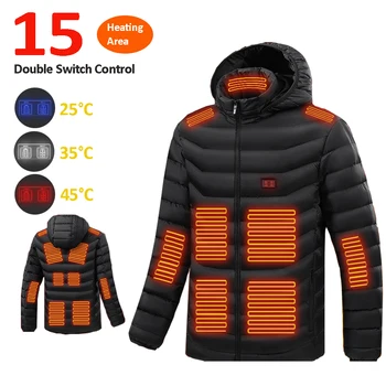 15 Bölge erkek ısıtmalı ceket kış açık kadın USB elektrikli ısıtma ceketleri sıcak spor termal ceket giyim ısıtmalı yelek 1