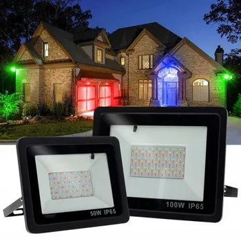 LED Projektör 220V 50W RGB 16 Renk Uzaktan Kumanda ile Led Spot Açık Su Geçirmez Reflektör bahçe lambası projektör 1
