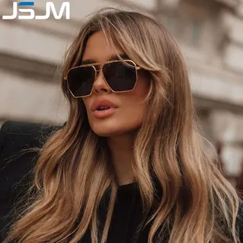 JSJM Lüks Moda Polarize Güneş Gözlüğü Kadın Erkek Klasik Marka Tasarımcısı Metal Degrade güneş gözlüğü Gözlük Punk Gözlük UV400 1