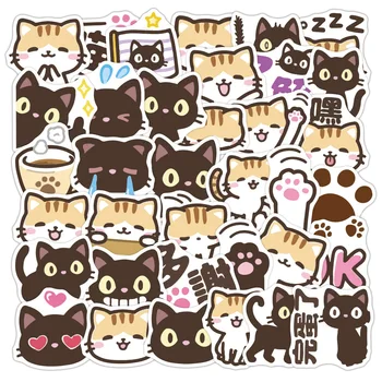 40 adet / paket Karikatür Siyah Kediler pet Kediler Su Geçirmez Dekoratif Çıkartmalar 1