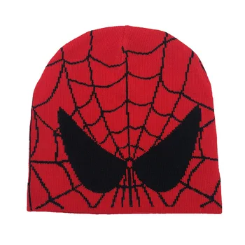 Sıcak Satış Kış örgü şapkalar Şapka Erkekler için Marvel Anime Karakter Örümcek Adam Cosplay Örgü Erkekler ve Kadınlar Sıcak Şapka Hediye