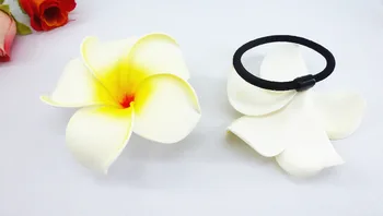 20 Yeni beyaz renk Köpük Hawaiian Plumeria çiçek Frangipani Çiçek gelin saç bantları elastik bantlar 6 cm