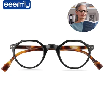 seemfly Leopar Kadın okuma gözlüğü kadın yuvarlak Gözlük 100 Derece mavi ışık dekoratif bilgisayar gözlükleri gözlük + 200 + 350