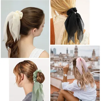 Yeni Moda Düz Renk Çift Katmanlı Şerit saç bandı Dantel Yay Papyon Daire Kızlar / Kadınlar Kulak Saç At Kuyruğu saç aksesuarları