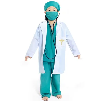 Çocuklar Cerrah Doktor Hemşire Gömlek Pantolon Ceket Takım Elbise Erkek Kız Cadılar Bayramı Cosplay Kostümleri Çocuk Parti Rol Oynayan Elbise Outfi