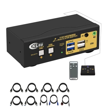 CKLau 2x2 USB 3.0 Çift Monitör Matrix HDMI KVM Swıtch ile Ses Uyumlu 4Kx2K@60Hz 4: 4: 4 Destek Beş Anahtarlama Modları