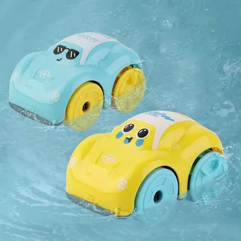 Çocuk Banyo Su Oyun Oyuncaklar ABS Clockwork Araba Karikatür Araç Bebek Banyo Oyuncak Çocuk Hediye Amfibi Arabalar Banyo yüzen oyuncak 1