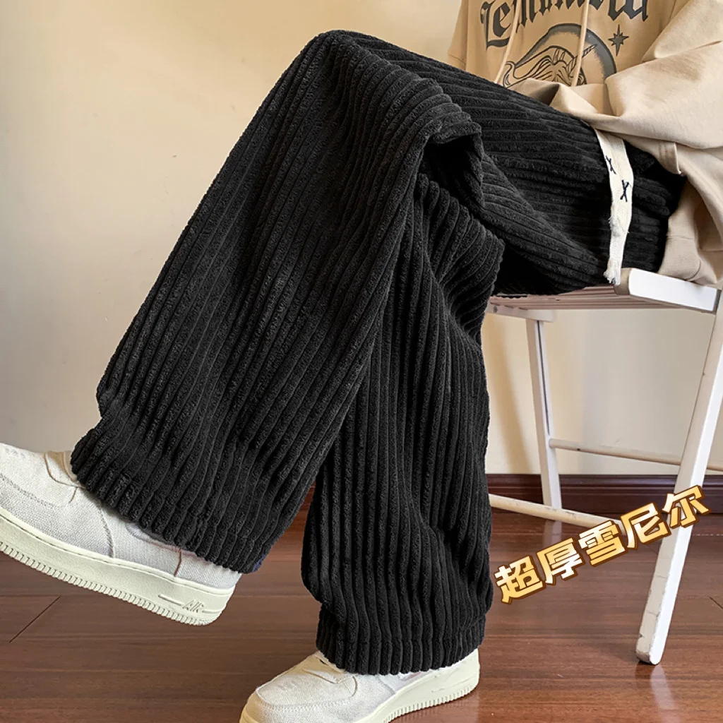 Privathinker Büyük Boy Kadife Nakış günlük erkek pantolonları Moda Hip Hop Streetwear Düz Bacak Erkek Sonbahar Pantolon Görüntü 2