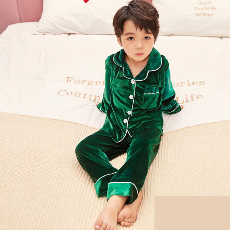 Erkek bebek Kız Pleuche Pijama Setleri 2 ADET Kış Bahar Sonbahar Çocuk Uyku Pijama Çocuk Sıcak Pijama Ev Takım Elbise 2-14Y Görüntü 3