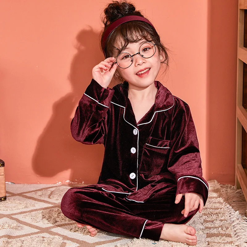Erkek bebek Kız Pleuche Pijama Setleri 2 ADET Kış Bahar Sonbahar Çocuk Uyku Pijama Çocuk Sıcak Pijama Ev Takım Elbise 2-14Y Görüntü 4